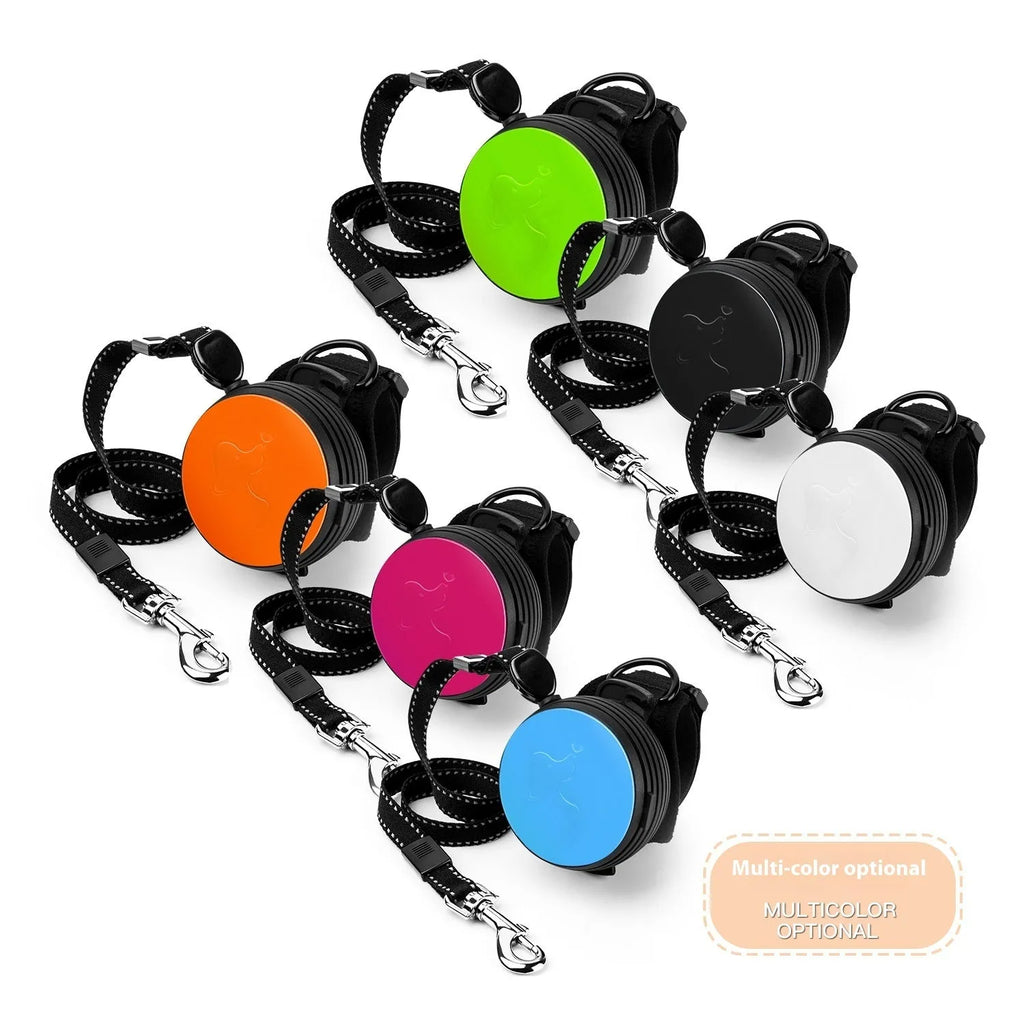 Automatic retractable dog leash extended to 3 metres with explosion-proof mechanism in vibrant orange colour