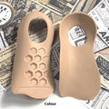 TPR varus correction arch support insoles in white, black and skin colours showing arch design