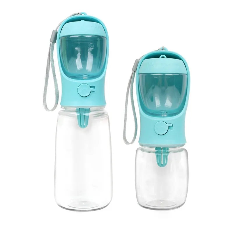 Blue portable dog drinking cup with two-in-one design for outdoor hydration
