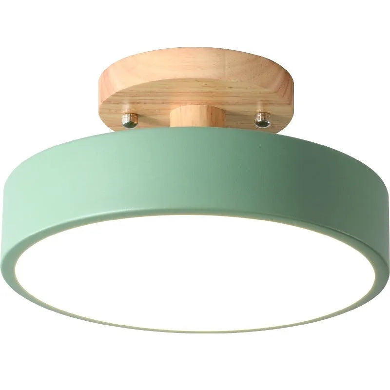Minimalist Nordic wood art and acrylic ceiling light for corridor or entrance hall
