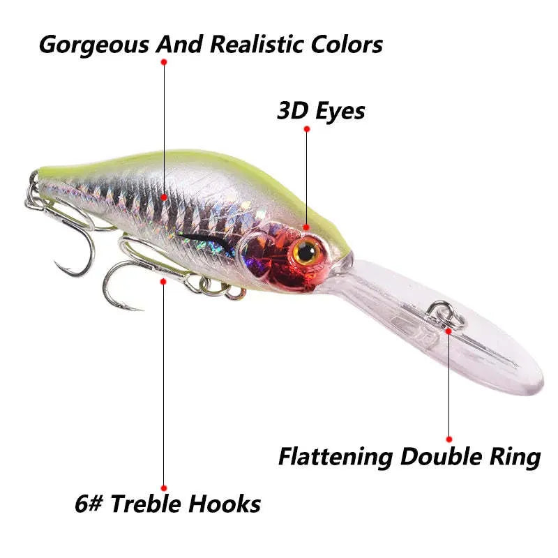 Little Fat Man Mino fishing lure 10.5cm deep diving crankbait in five colour options