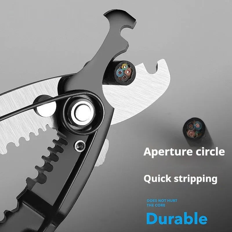 Fully automatic electrician wire stripping pliers tool with box