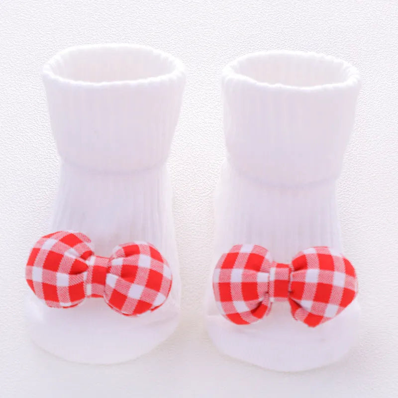 Cotton baby floor socks with anti-slip soles in multiple colours and patterns