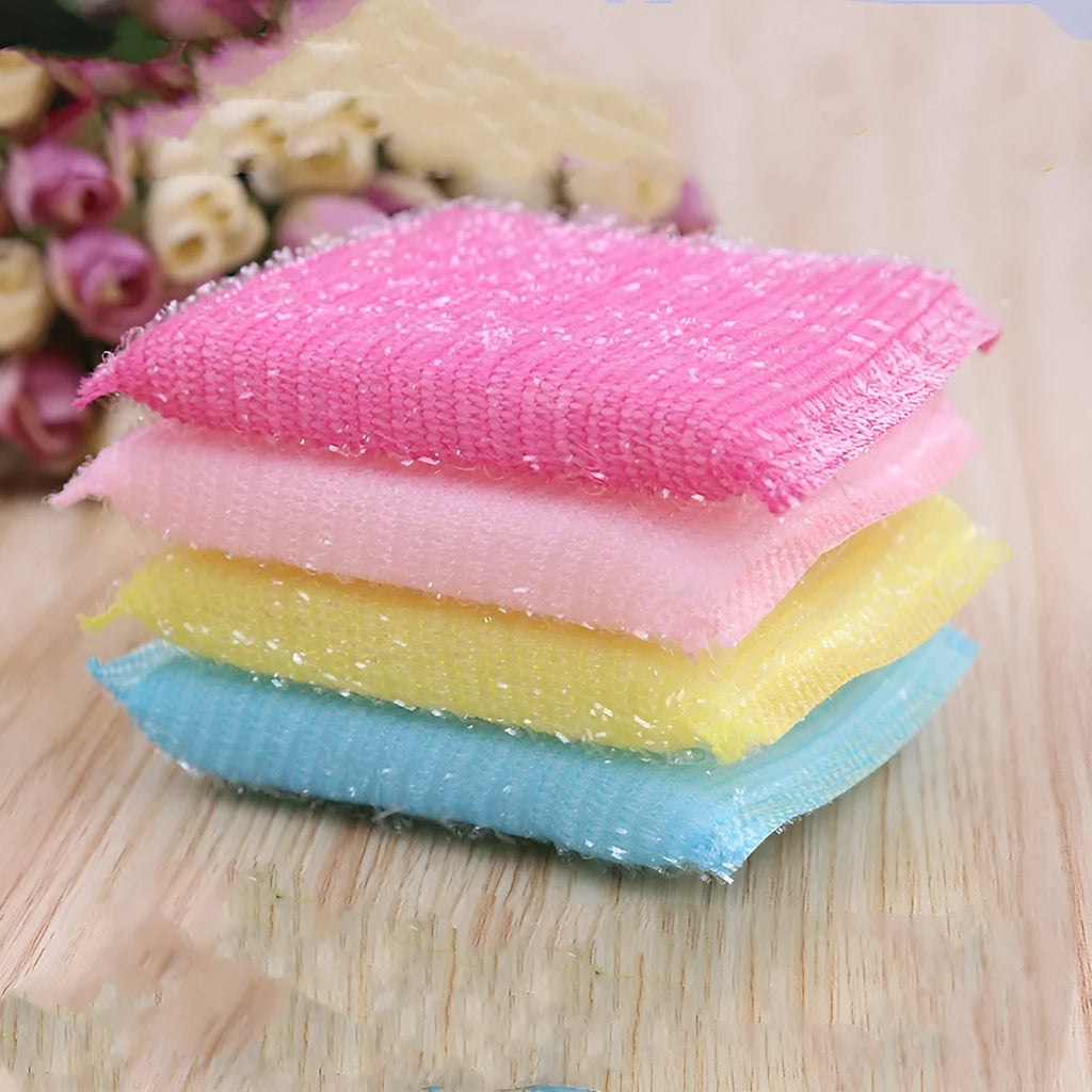 Macaron coloured pinstripe fabric dishwashing sponge mop with fine stripe scrubbing pattern