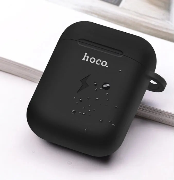 Black compatible silicone headphone case for AirPods with wireless charging support