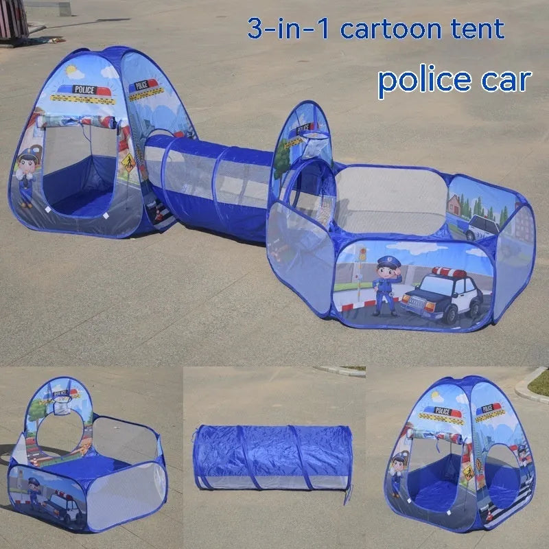 Marine cartoon three-in-one children's tent with ball pool and tunnel for girls aged 4-6 years