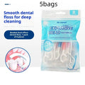 Disposable portable soft-bristle floss bead toothbrush in adult size with English packaging, 8-piece pack