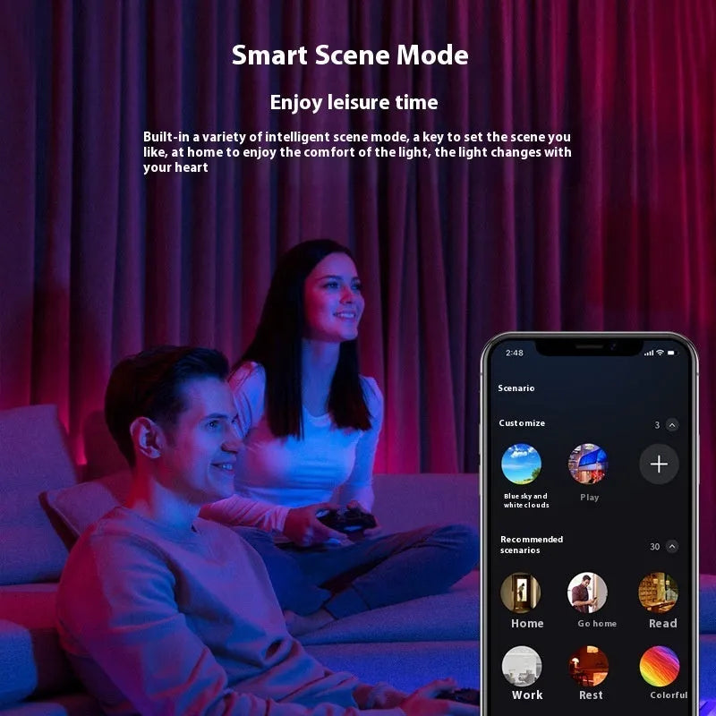 Smart WiFi Bluetooth RGBW colour changing ceiling lamp with aluminium housing and PC shade.
