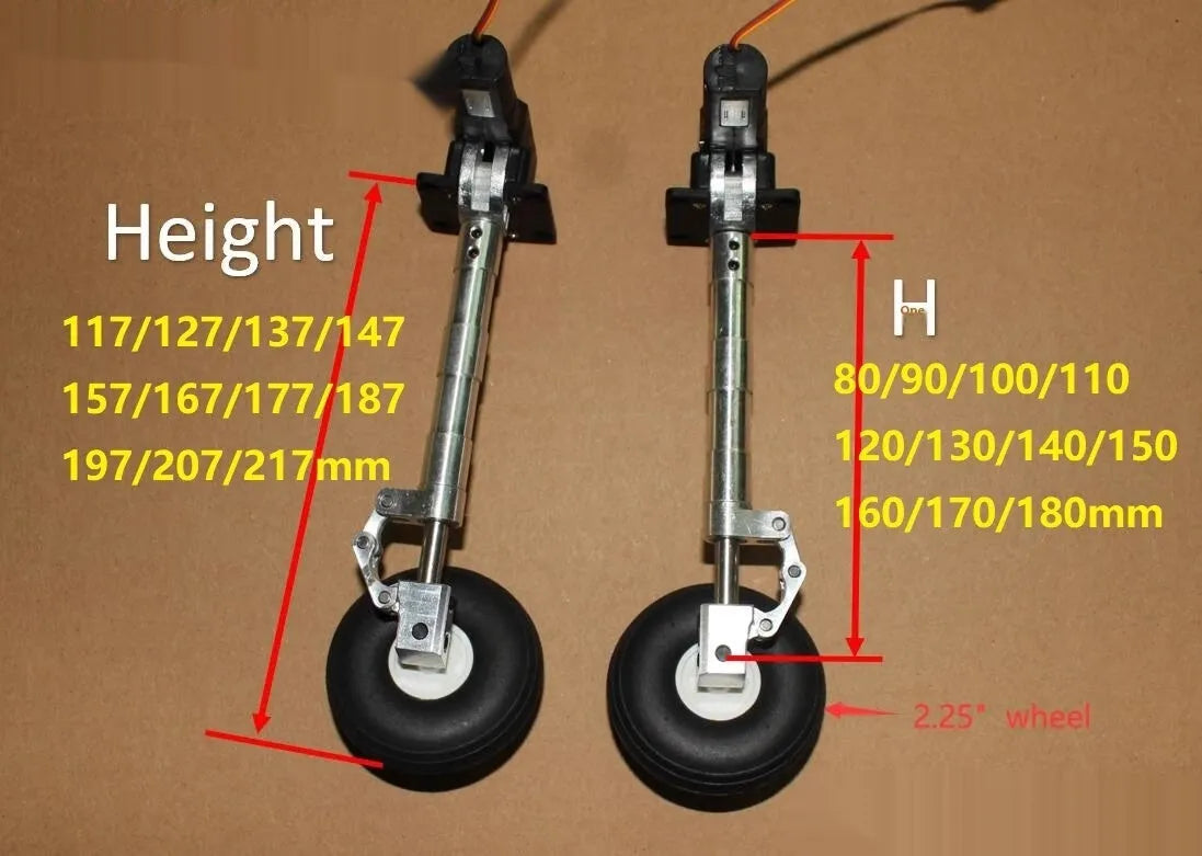 Alloy retractable landing gear body with wheels for 80mm to 180mm RC electric aircraft models