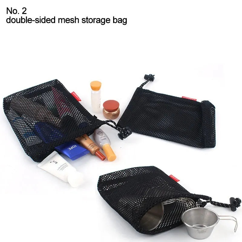 Red five-piece travel storage bag set with Oxford cloth and mesh organisers