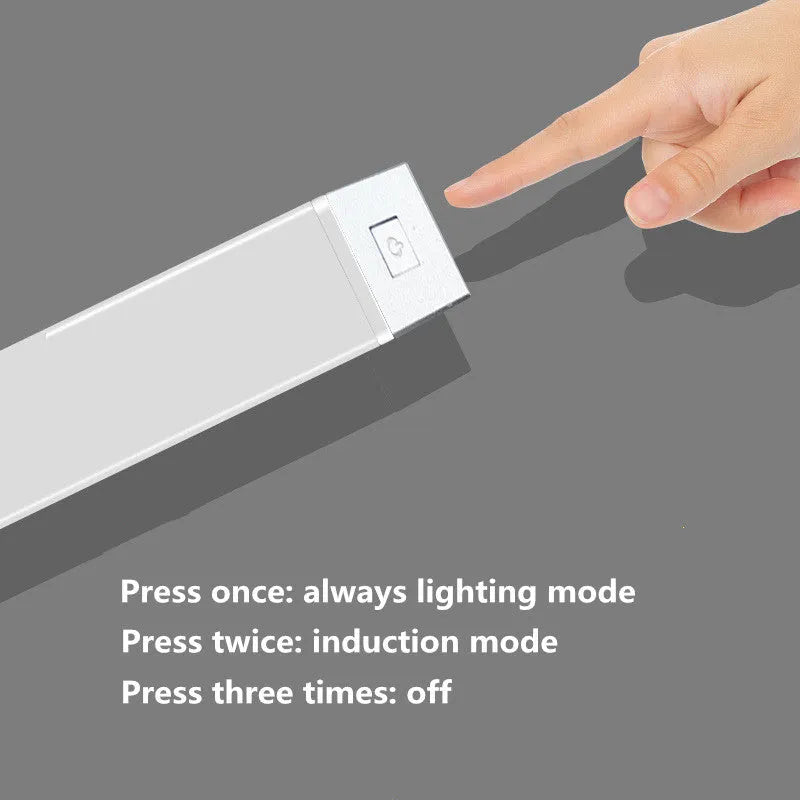 Silver aluminium LED closet light with magnetic back and human body motion sensor