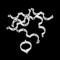 Pack of 50 plastic plant grafting clips for supporting tomato flowers and garden vines.