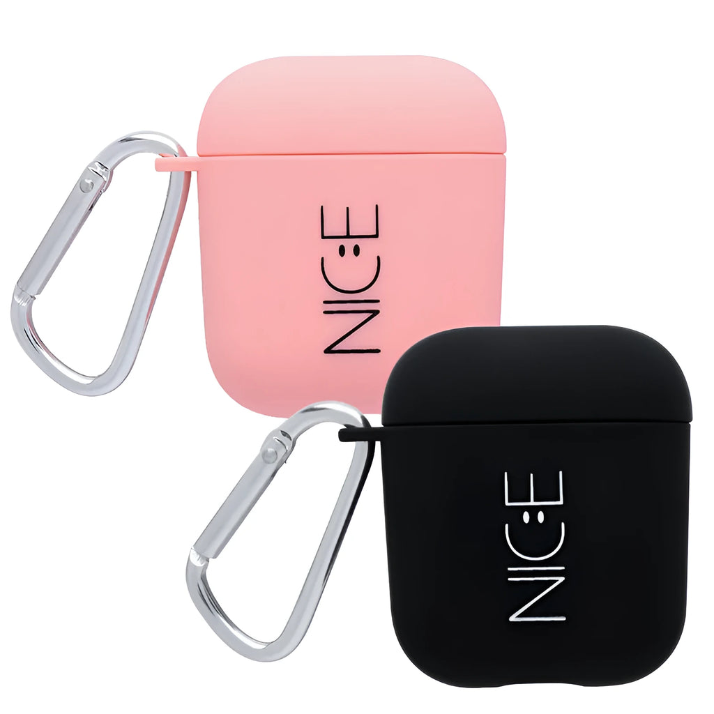 PC smartphone back cover for Apple iPhone AirPods cases in Black or Pink with decorative patterns