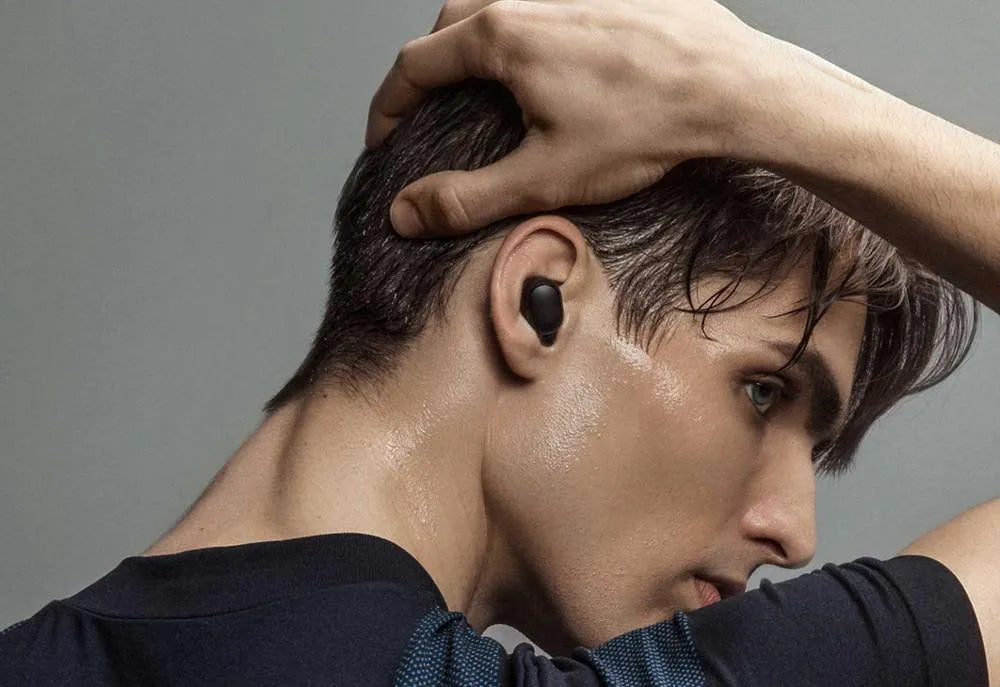 Redmi AirDots black true wireless Bluetooth earbuds with charging case