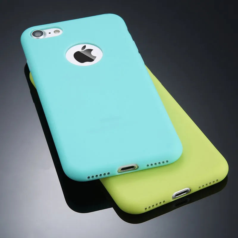 Candy colour soft silicon TPU iPhone case showing protection from scratches and shock
