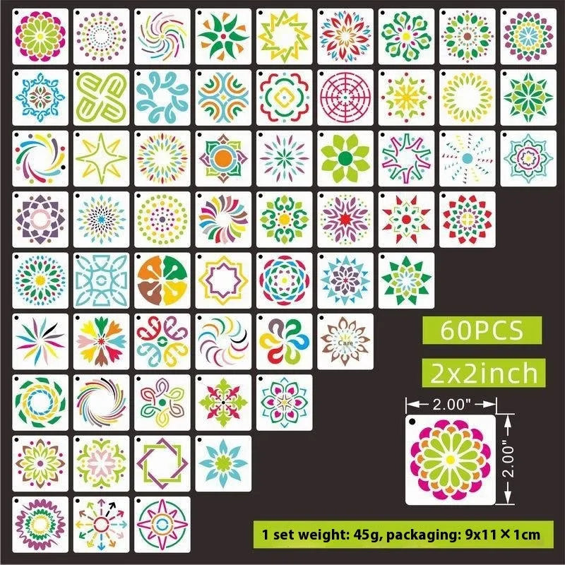 700-piece milky white PET film spray painting stencil set with seven design categories including animals, Hawaiian patterns, and letters