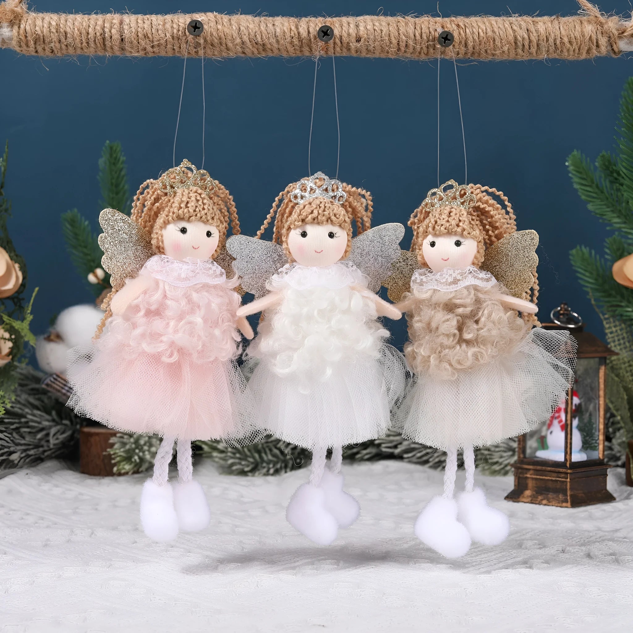 Christmas angel girl cloth pendant for high ponytail hair decoration in three colour styles