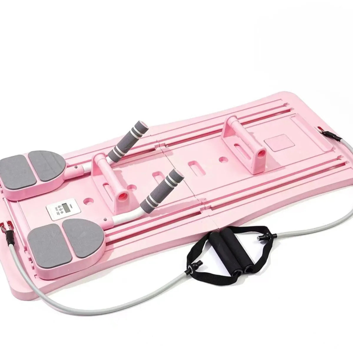 Purple foldable plastic supine board for abdominal exercises lying flat and folded for storage.
