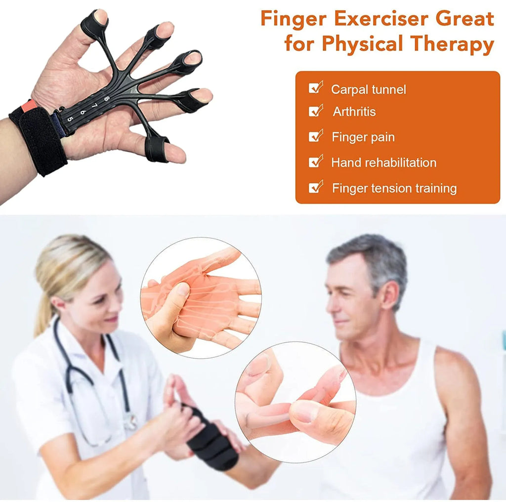 Silicone finger flexion extension trainer with adjusting belt for hand rehabilitation