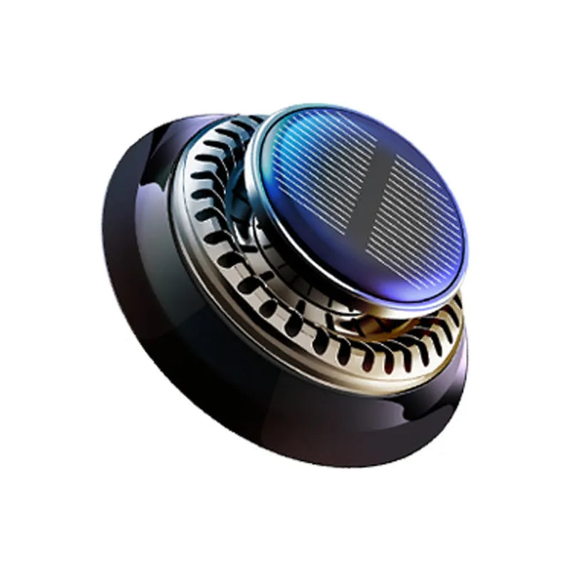 Black solar-powered electromagnetic de-icing device for car dashboard decoration measuring 84mm wide