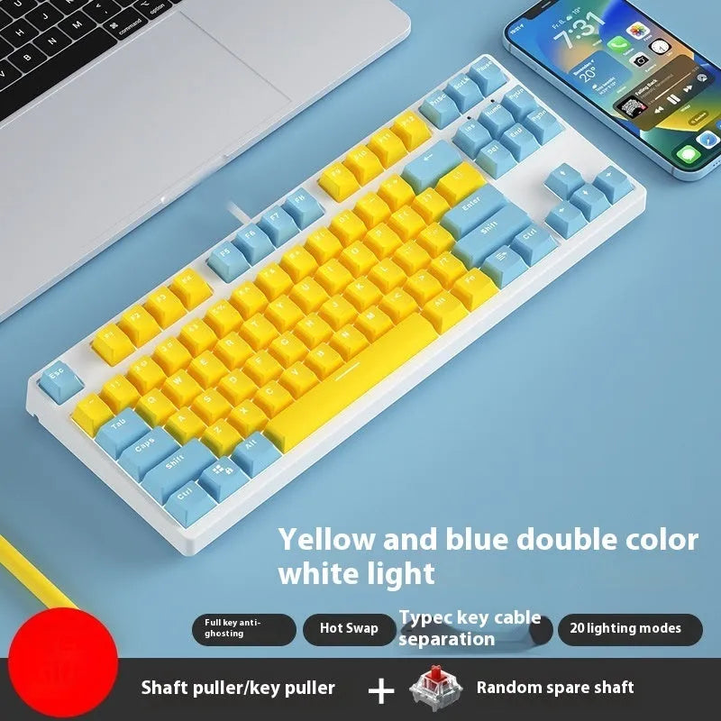 87 key wired mechanical gaming keyboard with two-colour keycaps and metal construction