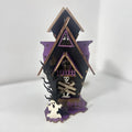 Halloween DIY wooden glowing haunted house table decoration measuring 14x10.5x19cm