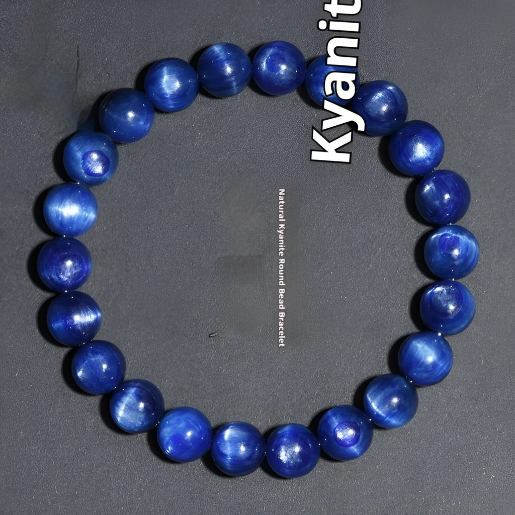 Natural blue crystal ball bracelet with geometric design and Ruyi pattern on wrist