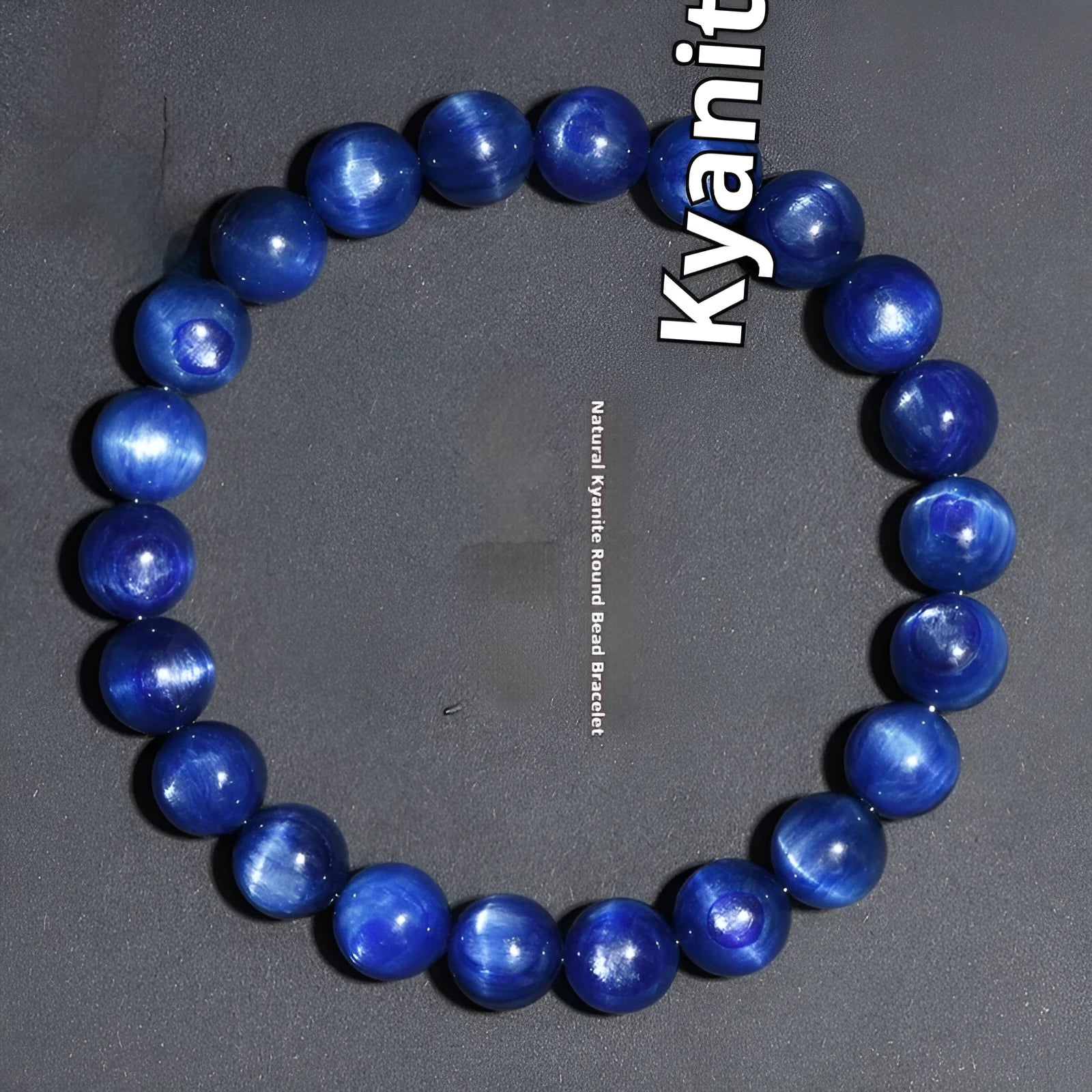 Natural blue crystal ball bracelet with geometric design and Ruyi pattern on wrist