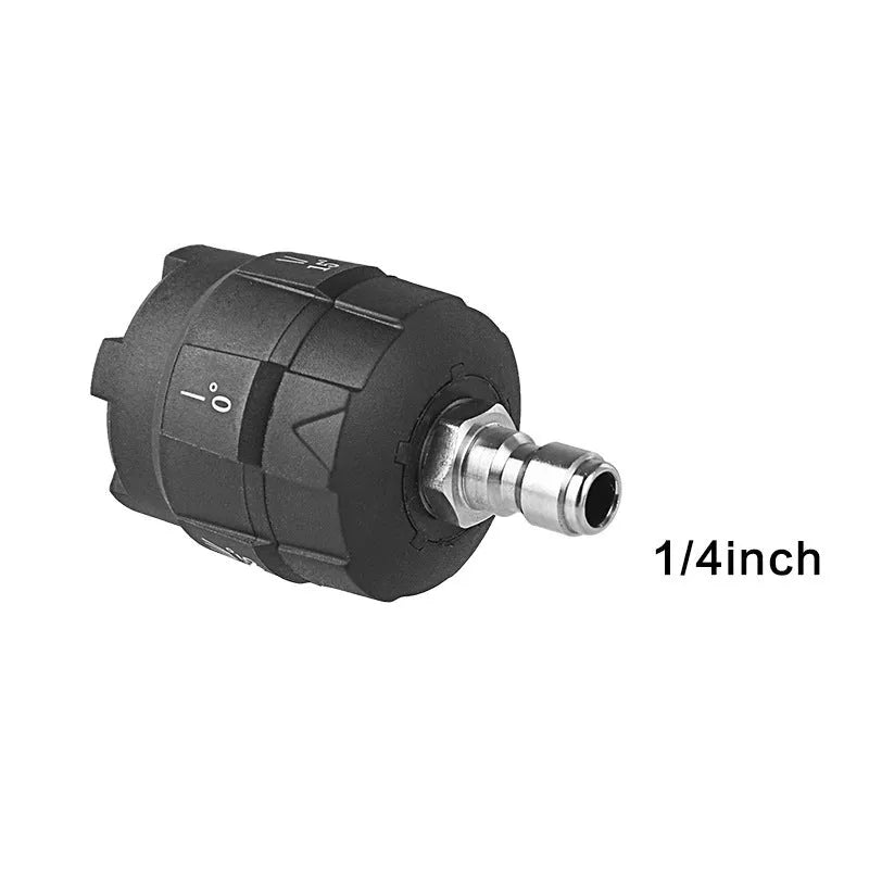 Five-in-one high-pressure water nozzle showing engineering plastic construction and rotational pattern selector
