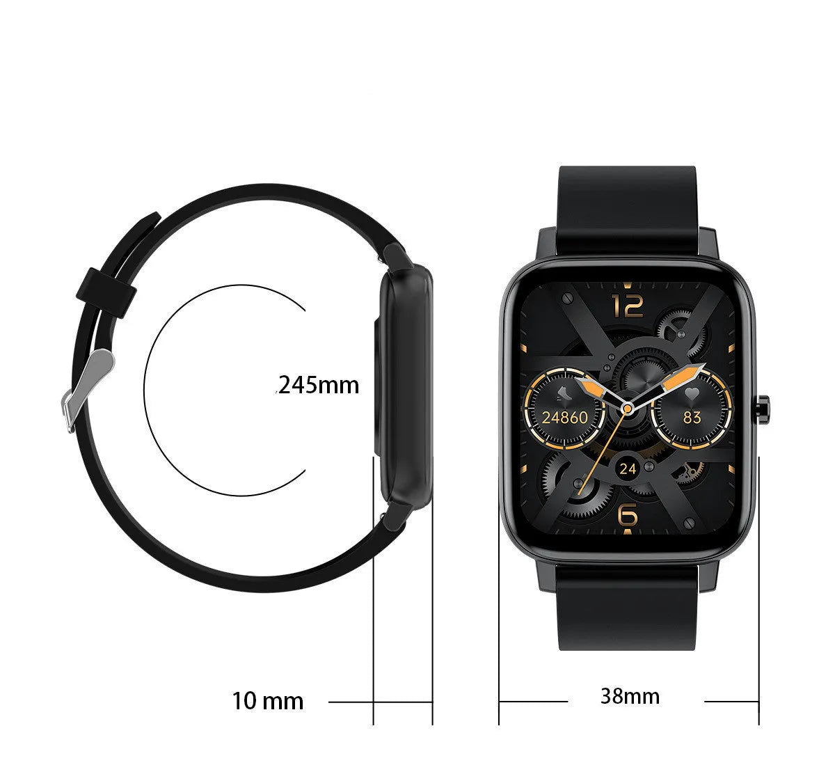 H80 smart watch with ECG and blood oxygen monitoring on a silicone strap, showing the 1.69-inch touch screen.