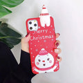 Christmas-themed silicone back cover case for iPhone on a festive background.