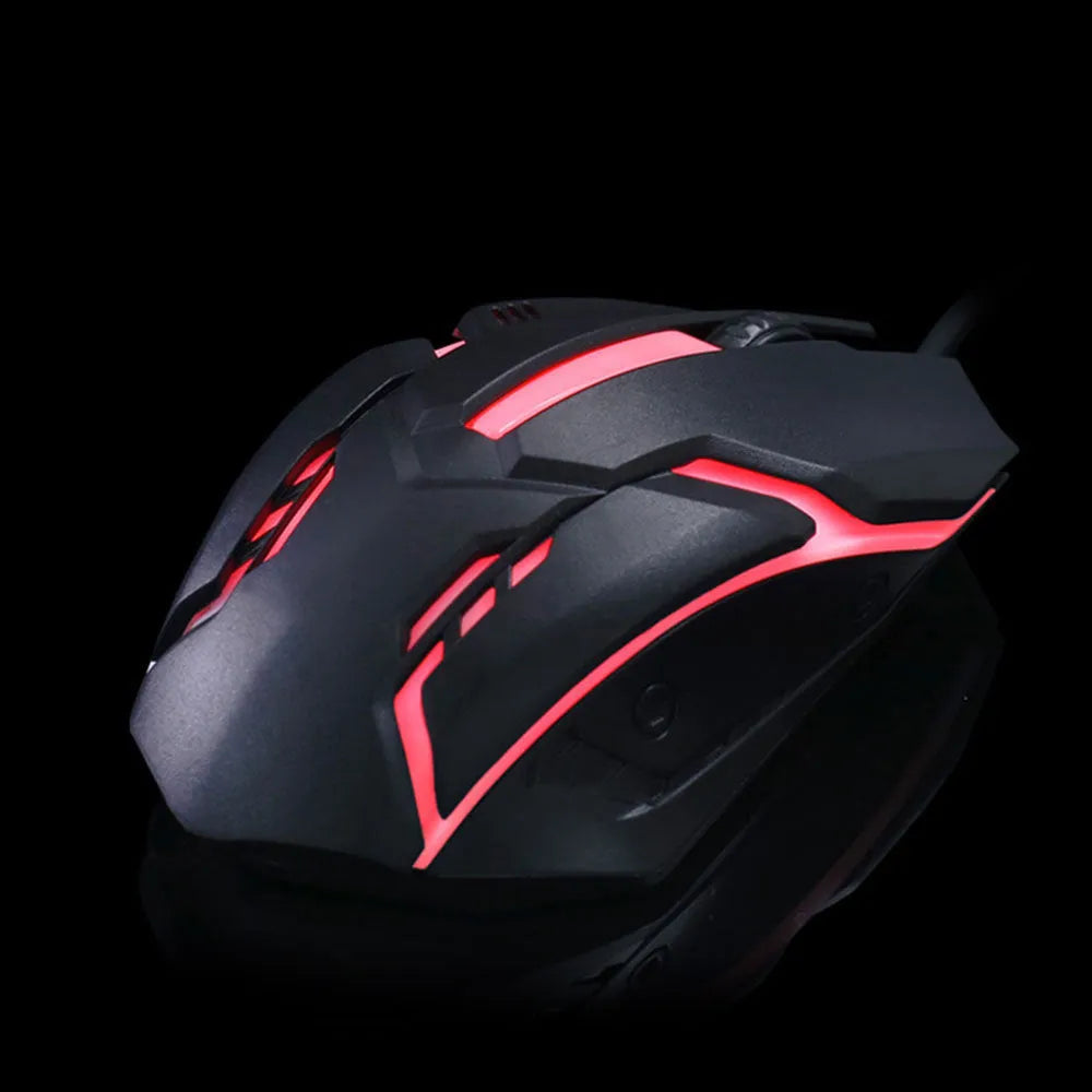 USB wired desktop mouse with colourful glowing lighting effects and black or white colour options
