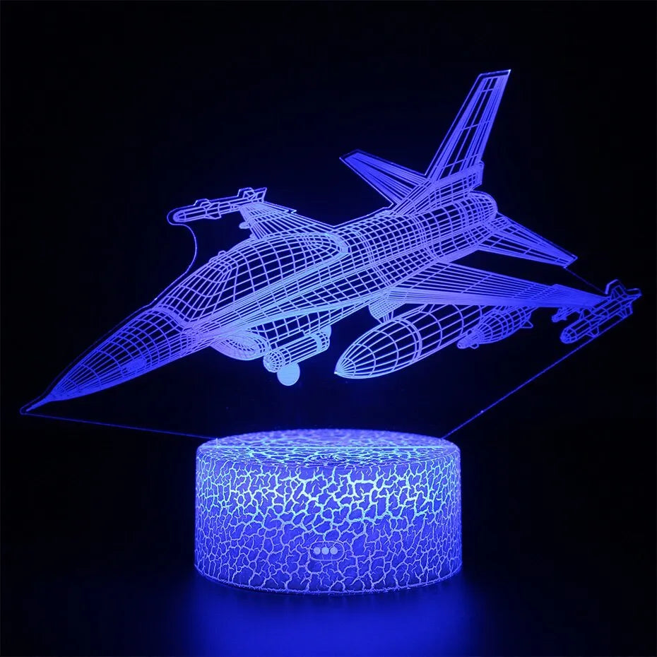Cartoon airplane-shaped night light with touch control and colour-changing LED