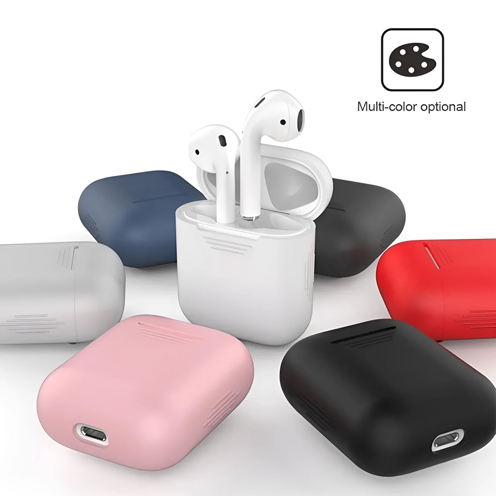 AirPods silicone protective case with anti-loss rope and shockproof earmuffs in various colours