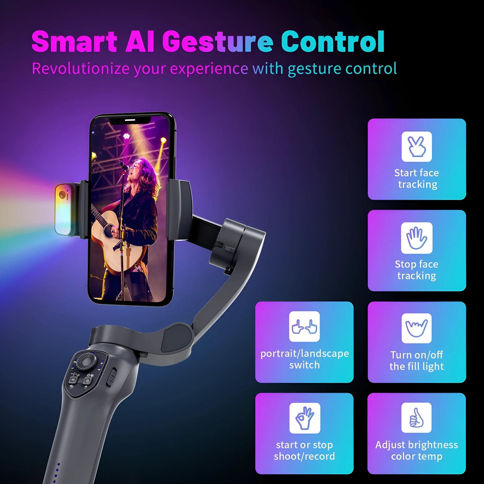 RK series foldable handheld camera stabilizer head in gun metal colour