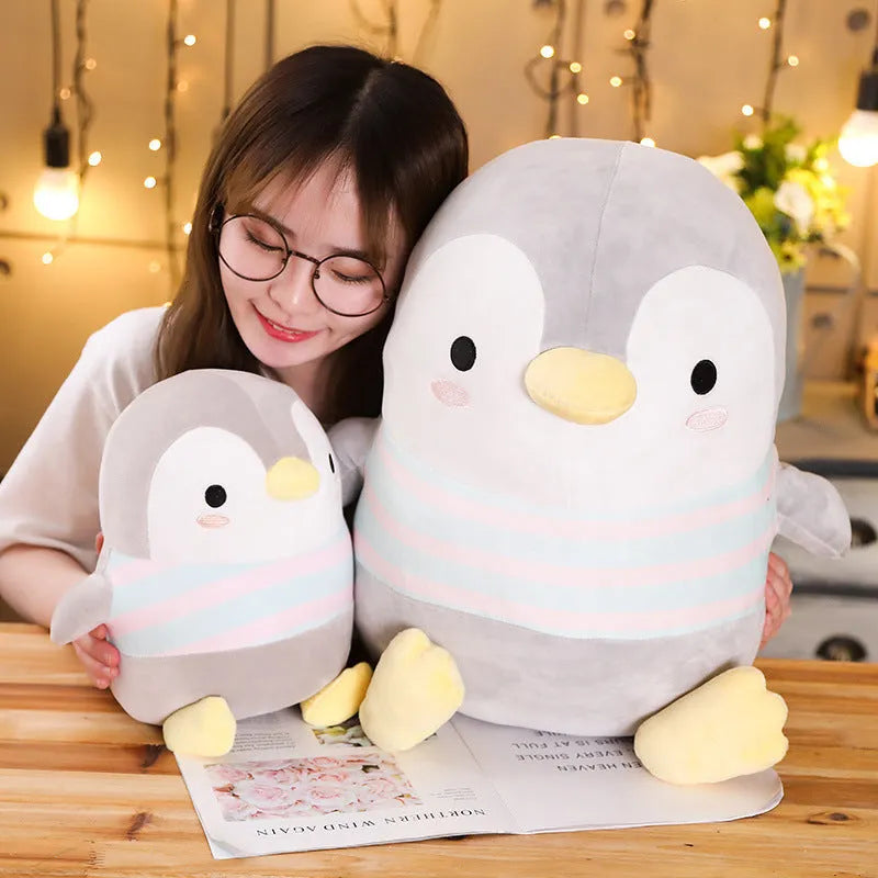 Kawaii penguin plush doll with quality PP cotton filling in crystal super soft red fabric, 50cm size