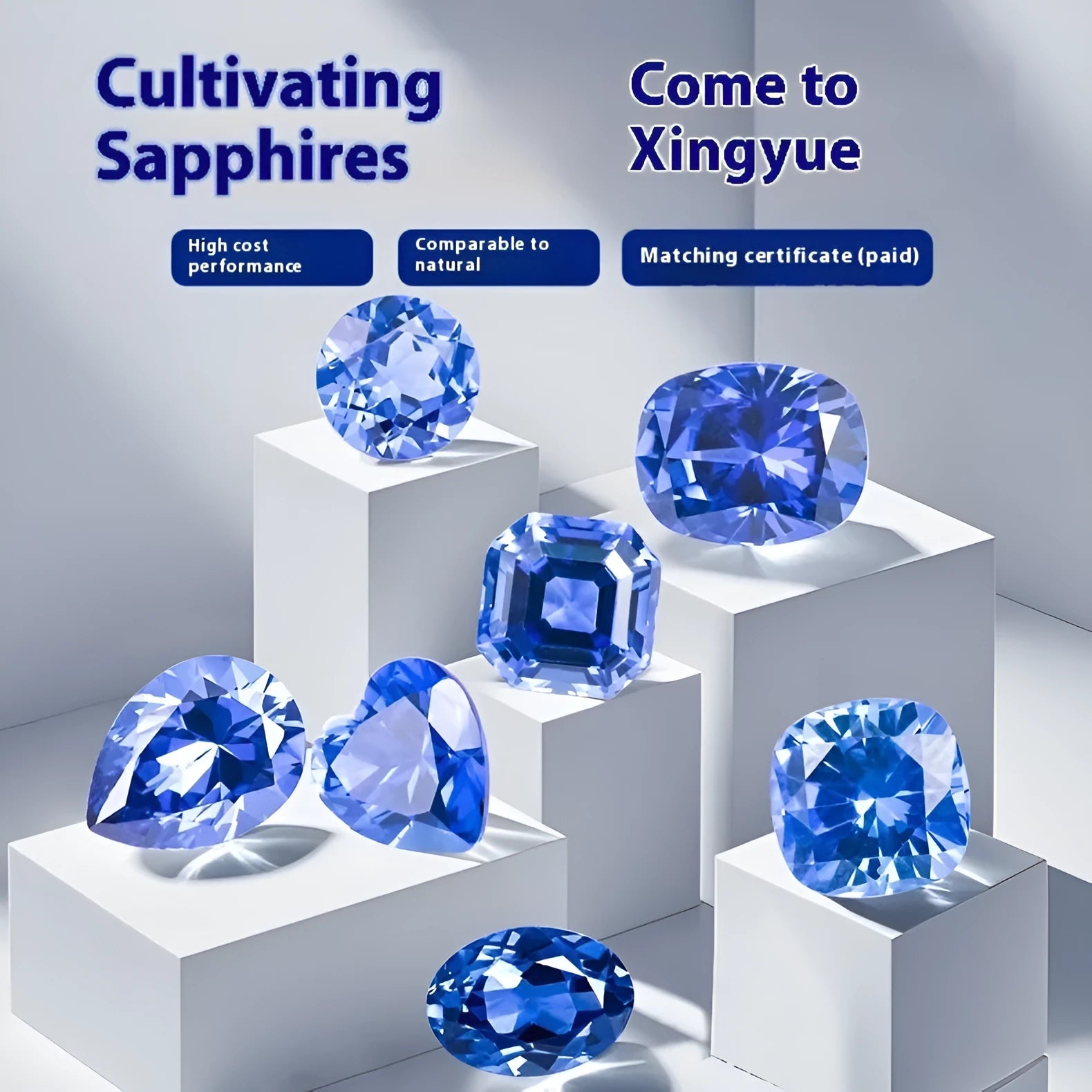Royal Blue Love Shaped Tiara Cultivate gemstone in various shapes and carat weights for jewellery making