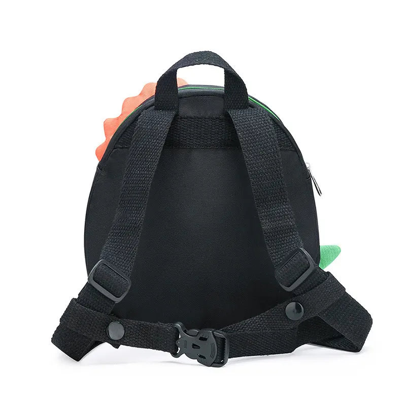 Anti-lost toddler schoolbag with cartoon animation pattern in green and pink colour options