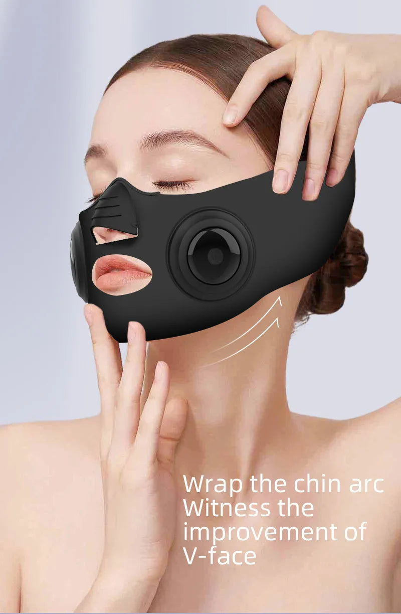 Black USB-powered photon beauty mask device with LED facial treatment technology