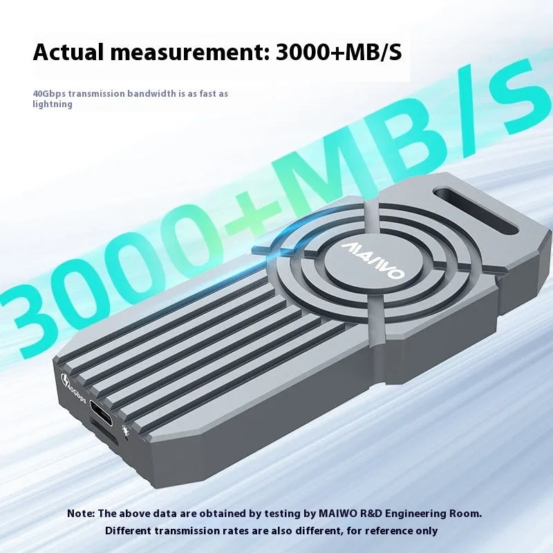 Aluminium USB4 hard disk enclosure for NVMe M2 solid state drives with Thunderbolt 4 compatibility