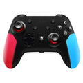 Switch Bluetooth gamepad controller in left blue right red colour scheme on grey background