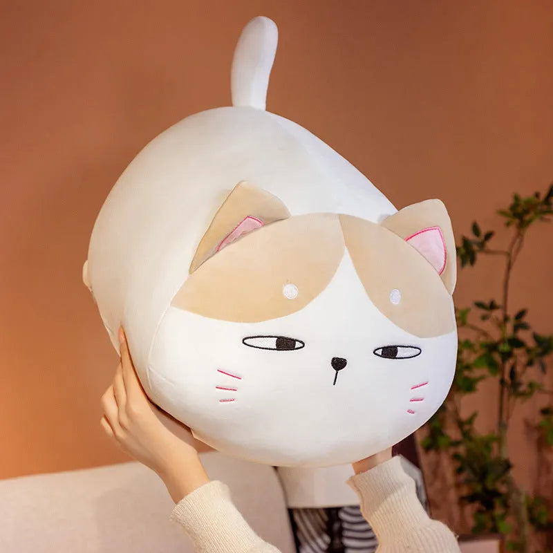 Soft plush cat doll stuffed toy PP cotton filling short plush yellow light brown black 35cm 50cm 70cm