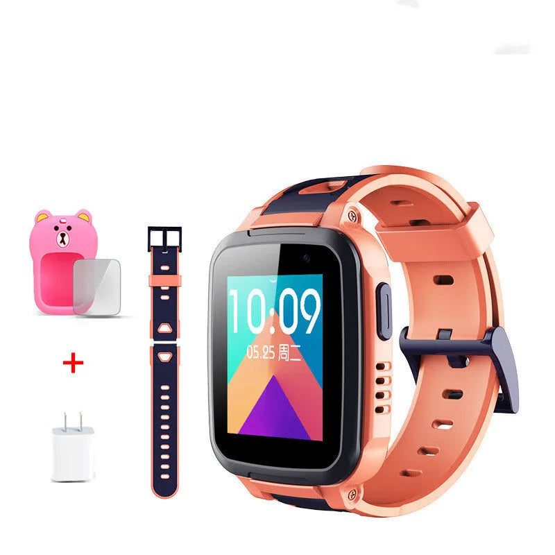 SE5 model children's phone watch with stainless steel wristband and touchscreen display