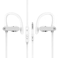 Sports earphones with ear hooks in black blue, black grey, white gold and white silver colours