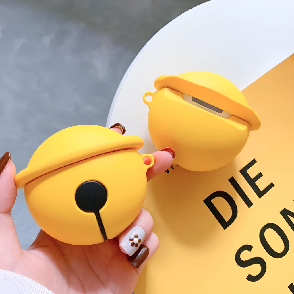 Yellow silicone protective case for AirPods 1 and 2 generation wireless earbuds