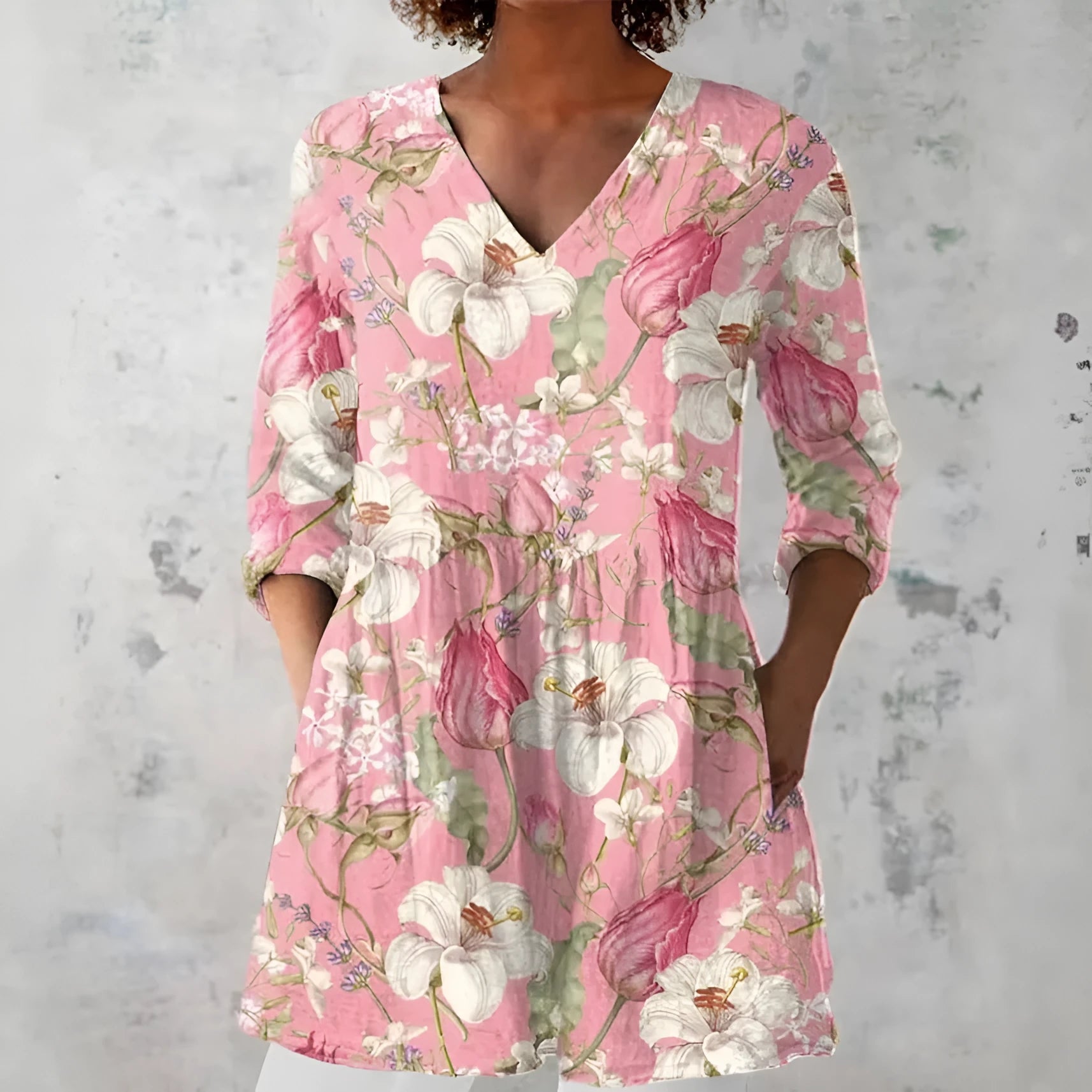Women's retro slim-fit long-sleeved polyester top with digital printing in various colours