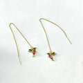 Bird hanging earrings with mixed zirconium wings in blue and red alloy drop style