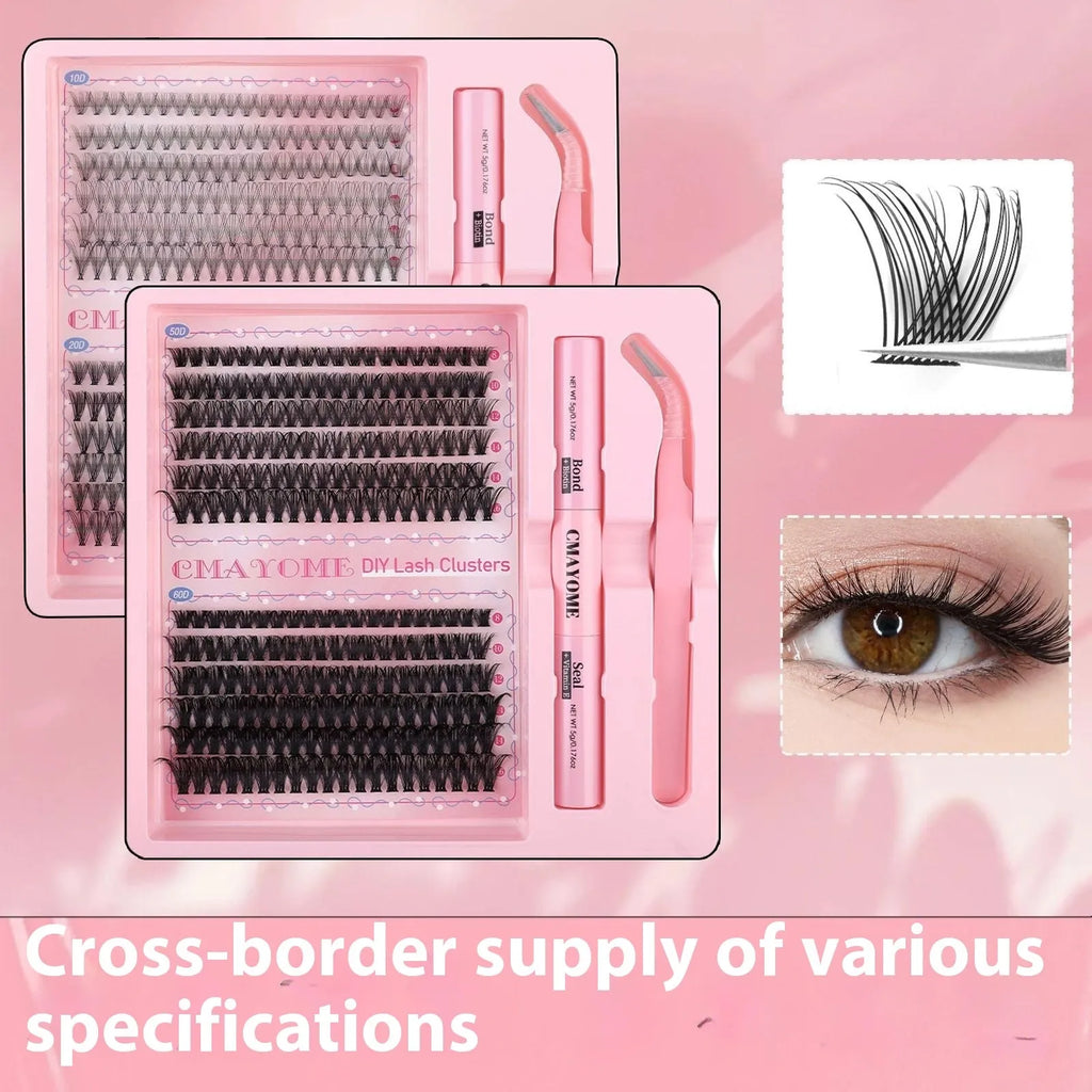 DIY individual cluster false eyelashes set with artificial fibre lashes measuring 15.5cm length
