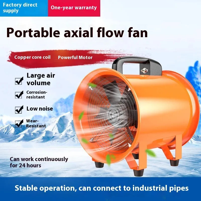 8 inch titanium steel industrial axial flow fan with 7 blades for dust removal and ventilation