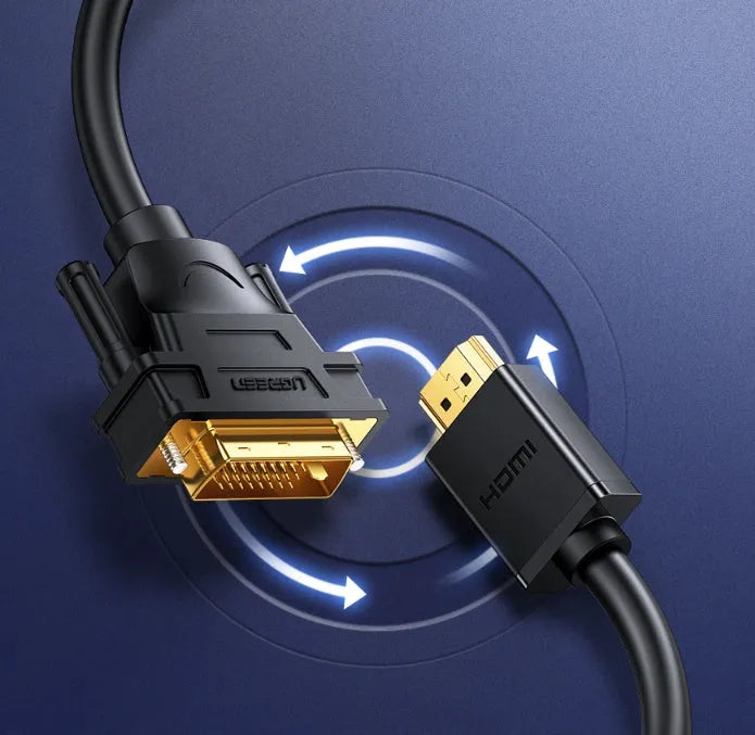 HDMI laptop to projector converter cable in green package showing connector and length options